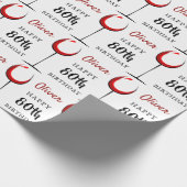 Happy 80th Birthday Red Wine Glass Birthday Cadeaupapier (Hoek)