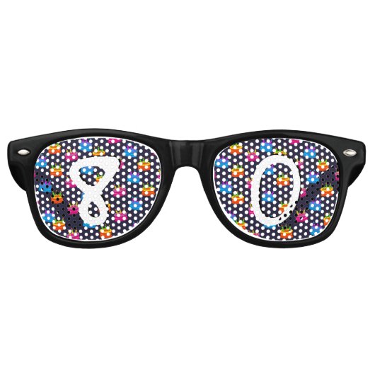 Happy 80th Birthday Retro Zonnebril (Voorkant)