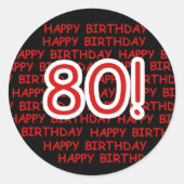 Happy 80th Birthday Ronde Sticker (Voorkant)