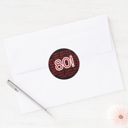 Happy 80th Birthday Ronde Sticker (Envelop)