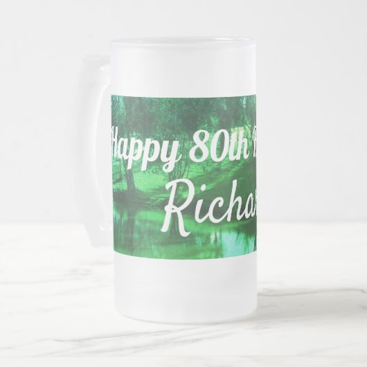 Happy 80th Birthday Rural scene Matglas Bierpul (Voorkant links)