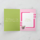 Happy 80th Birthday voeg naam bloemenroze toe Kaart (Binnen)