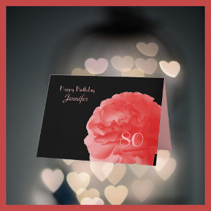 Happy 80th Birthday Wenskaart, koraal Roos Kaart