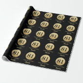 Happy 81st Birthday Black en Gold Glitter Cadeaupapier (Uitgerold)