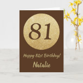 Happy 81st Birthday Brown en Gold Glitter Kaart (Gele Bloem)