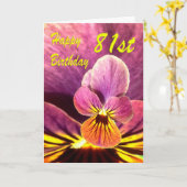 Happy 81st Birthday Flower Pansy Kaart (Gele Bloem)
