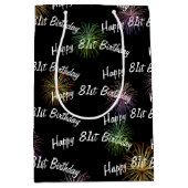 Happy 81st Birthday vuurwerk op zwart Medium Cadeauzakje (Voorkant)