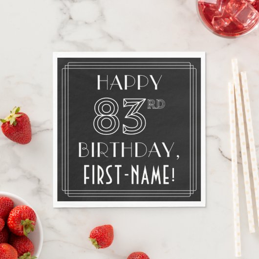 HAPPY 83RD BIRTHDAY; Art Deco Style; aangepaste na Servet (Insitu)