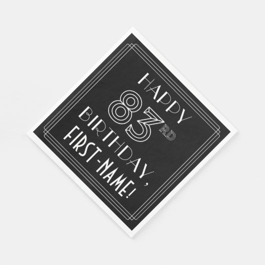 HAPPY 83RD BIRTHDAY; Art Deco Style; aangepaste na Servet (Hoek)