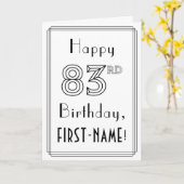 Happy 83rd Birthday, Art Deco Style met aangepaste Kaart (Gele Bloem)