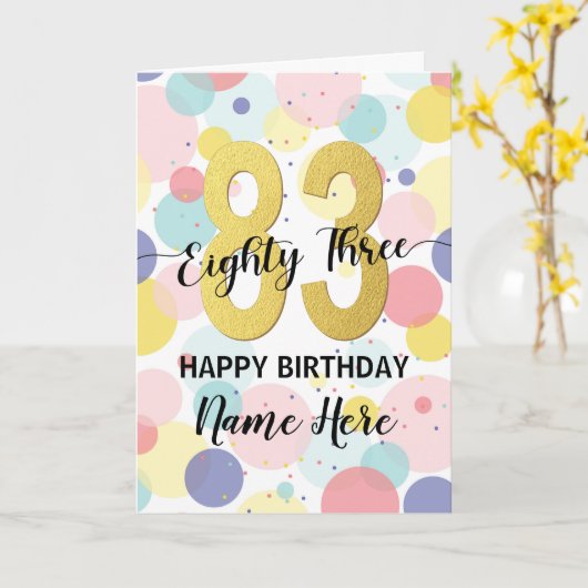 Happy 83rd Birthday Pastel Rainbow Gold Woman Kaart (Gele Bloem)
