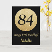 Happy 84th Birthday Black en Gold Glitter Kaart (Gele Bloem)
