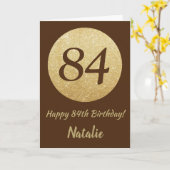 Happy 84th Birthday Brown and Gold Glitter Card Kaart (Gele Bloem)
