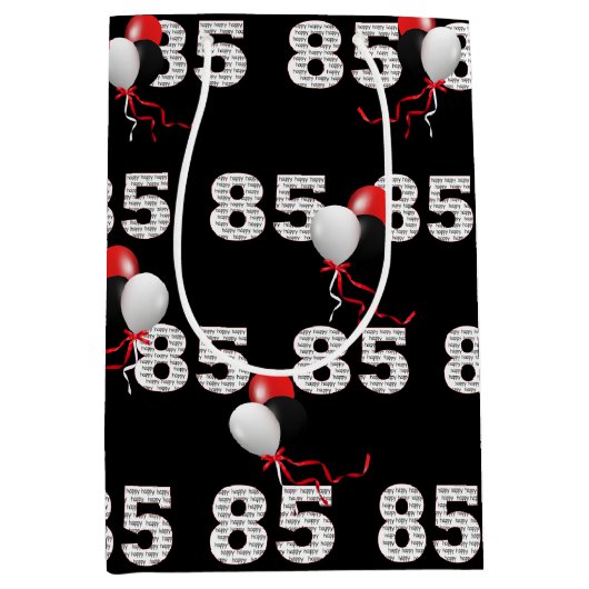 Happy 85th Birthday Balloons Medium Gift Bag Medium Cadeauzakje (Voorkant)