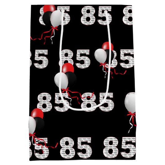 Happy 85th Birthday Balloons Medium Gift Bag Medium Cadeauzakje (Achterkant)