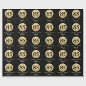 Happy 85th Birthday Black en Gold Glitter Cadeaupapier (Vlak)