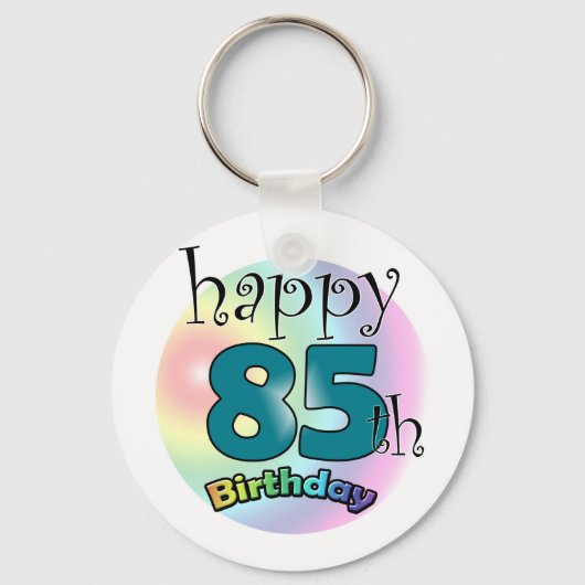 Happy 85th Birthday (blauw) Sleutelhanger (Voorkant)