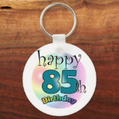 Happy 85th Birthday (blauw) Sleutelhanger (Voorkant)