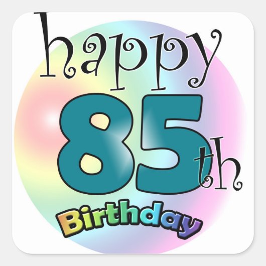Happy 85th Birthday (blauw) Vierkante Sticker (Voorkant)