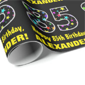 Happy 85th Birthday, Fun Colorful Stars Pattern 85 Cadeaupapier (Rol Hoek)