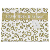 Happy 85th Birthday Gold en White Number Pattern Groot Cadeauzakje (Voorkant)