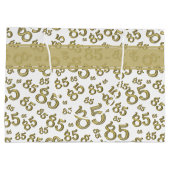 Happy 85th Birthday Gold en White Number Pattern Groot Cadeauzakje (Achterkant)