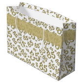 Happy 85th Birthday Gold en White Number Pattern Groot Cadeauzakje (Achterkant Gekanteld)
