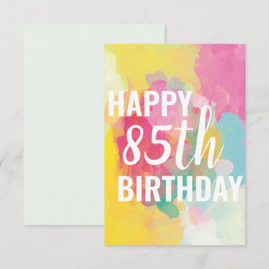 Happy 85th Birthday Kaart ("Gradients Waterverf") (Voorkant / Achterkant)