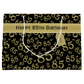 Happy 85th Birthday Number Pattern Black/Gold Groot Cadeauzakje (Voorkant)