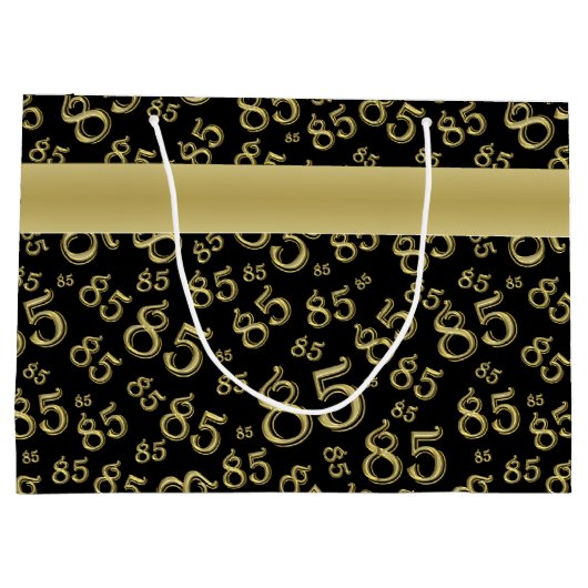Happy 85th Birthday Number Pattern Black/Gold Groot Cadeauzakje (Achterkant)