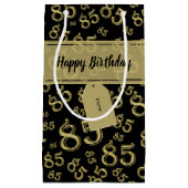 Happy 85th Birthday Number Pattern Black/Gold Klein Cadeauzakje (Voorkant)