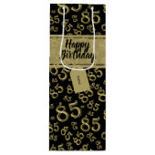 Happy 85th Birthday Number Pattern Black/Gold Wijn Cadeautas (Voorkant)