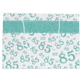 Happy 85th Birthday Number Pattern Blauwgroen/Whit Groot Cadeauzakje (Achterkant)
