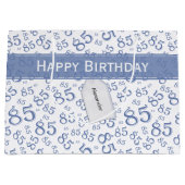 Happy 85th Birthday Number Pattern Blue/White Groot Cadeauzakje (Voorkant)