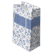 Happy 85th Birthday Number Pattern Blue/White Klein Cadeauzakje (Achterkant Gekanteld)