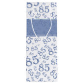 Happy 85th Birthday Number Pattern Blue/White Wijn Cadeautas (Achterkant)