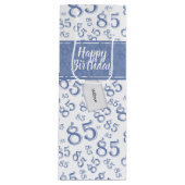 Happy 85th Birthday Number Pattern Blue/White Wijn Cadeautas (Voorkant)