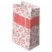 Happy 85th Birthday Number Pattern Coral/White Klein Cadeauzakje (Achterkant Gekanteld)
