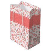 Happy 85th Birthday Number Pattern Coral/White Medium Cadeauzakje (Achterkant Gekanteld)