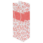 Happy 85th Birthday Number Pattern Coral/White Wijn Cadeautas (Achterkant Gekanteld)
