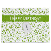 Happy 85th Birthday Number Pattern Green/White Groot Cadeauzakje (Voorkant)