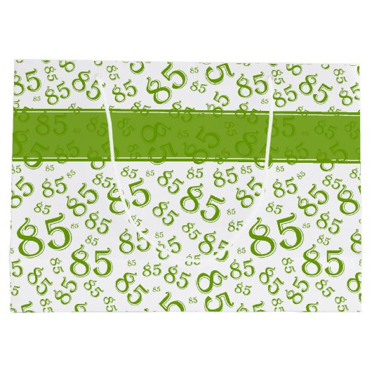 Happy 85th Birthday Number Pattern Green/White Groot Cadeauzakje (Achterkant)