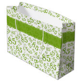 Happy 85th Birthday Number Pattern Green/White Groot Cadeauzakje (Achterkant Gekanteld)