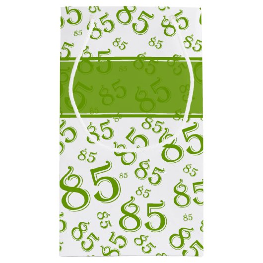 Happy 85th Birthday Number Pattern Green/White Klein Cadeauzakje (Achterkant)