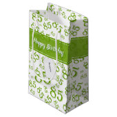 Happy 85th Birthday Number Pattern Green/White Klein Cadeauzakje (Voorkant Gekanteld)