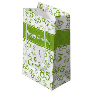 Happy 85th Birthday Number Pattern Green/White Klein Cadeauzakje