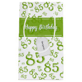 Happy 85th Birthday Number Pattern Green/White Klein Cadeauzakje (Voorkant)