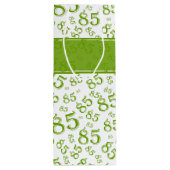 Happy 85th Birthday Number Pattern Green/White Wijn Cadeautas (Achterkant)