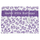 Happy 85th Birthday Number Pattern Paars/White Groot Cadeauzakje (Voorkant)