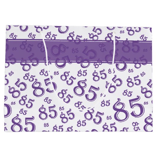 Happy 85th Birthday Number Pattern Paars/White Groot Cadeauzakje (Achterkant)